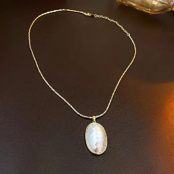 Real gold plated oval pearl necklace,tkmbeautysupply.com