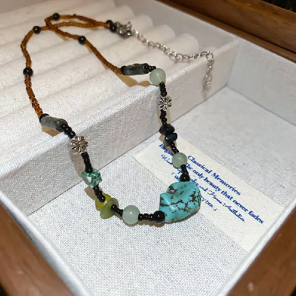 Flower natural stone bead necklace,tkmbeautysupply.com