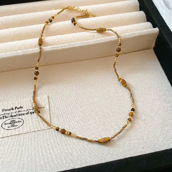 Natural stone bead crystal necklace,tkmbeautysupply.com