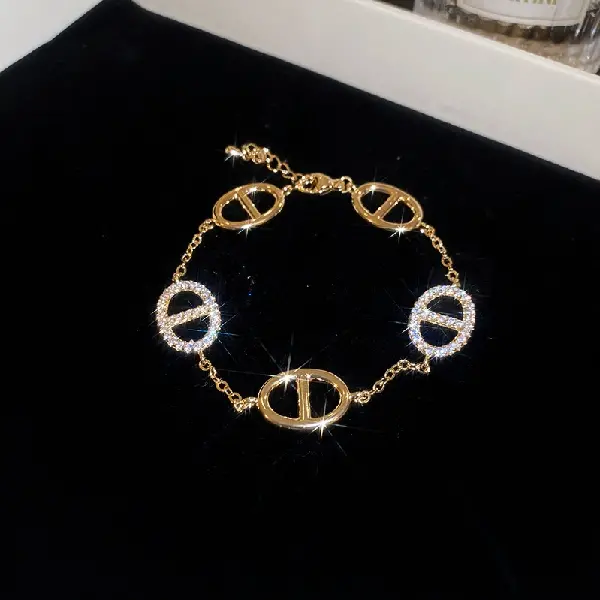 14K real gold electroplated zircon oval pig nose bracelet,tkmbeautysupply.com