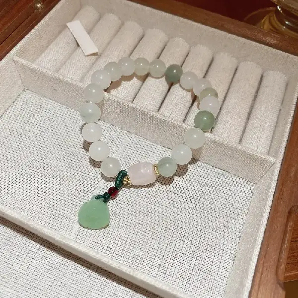 6# natural stone lotus pendant bracelet,tkmbeautysupply.com