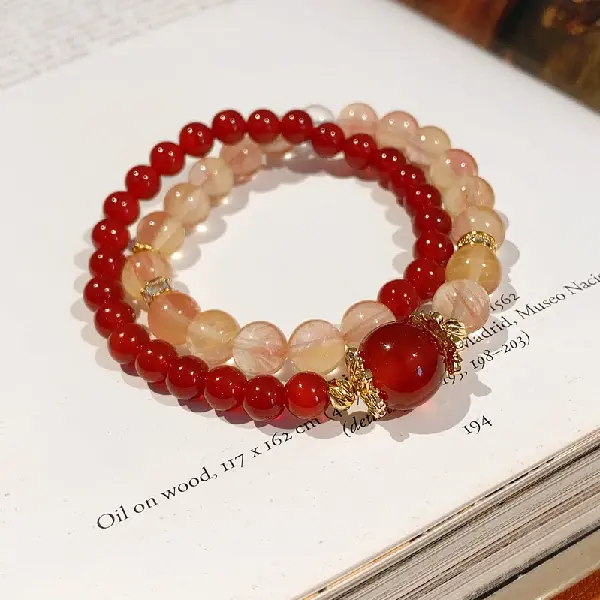 25#Snowflake Agate Lucky Crystal Bracelet-Exquisite Gift Box,tkmbeautysupply.com