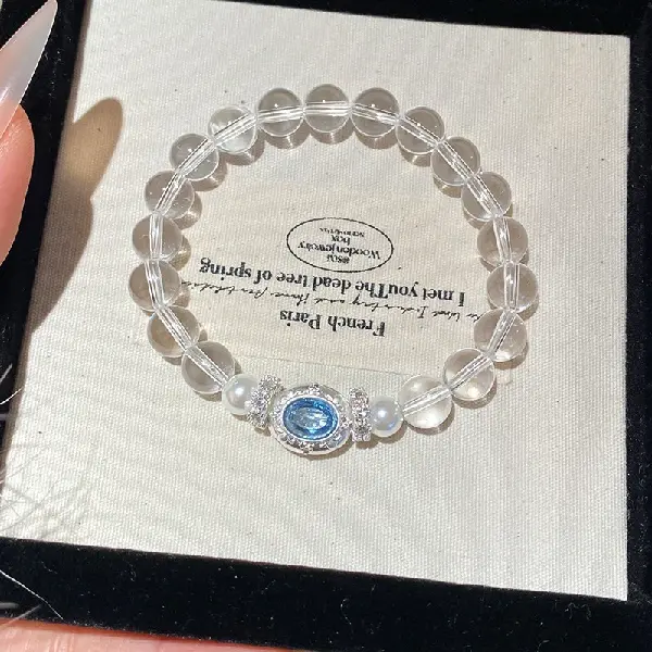 27# zircon white crystal pearl bracelet exquisite gift box,tkmbeautysupply.com