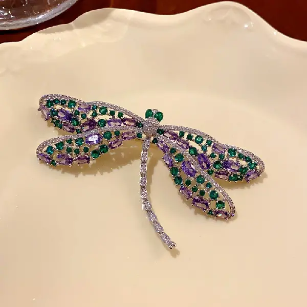 5# brooch-drip oil contrasting color zircon dragonfly,tkmbeautysupply.com
