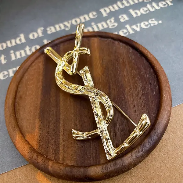 39# brooch-real gold electroplated letter VSL brooch,tkmbeautysupply.com