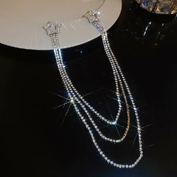 43# brooch-square love star hollow chain tassel brooch,tkmbeautysupply.com
