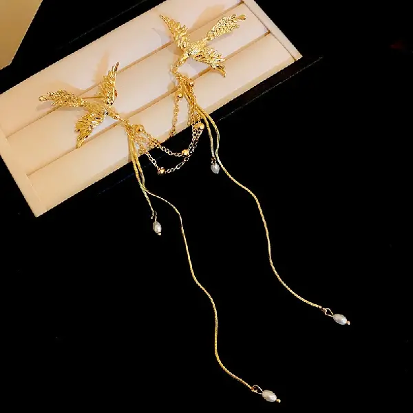 50# Brooch-Phoenix Pearl Tassel Brooch,tkmbeautysupply.com
