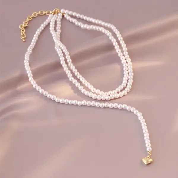 5# multi-layered love imitation pearl necklace.,tkmbeautysupply.com