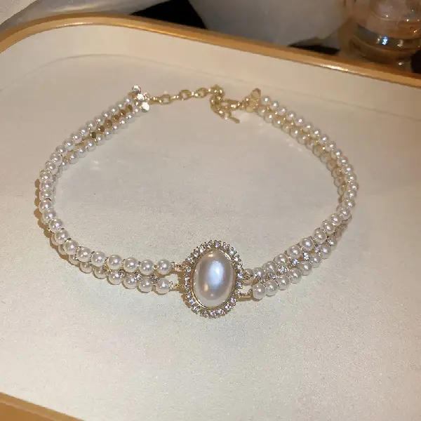 23# necklace-white oval,tkmbeautysupply.com