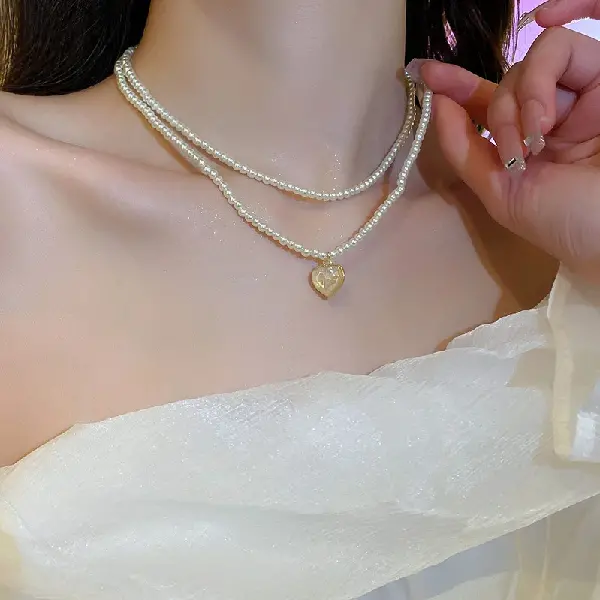 25# Necklace-White Love Pearl,tkmbeautysupply.com