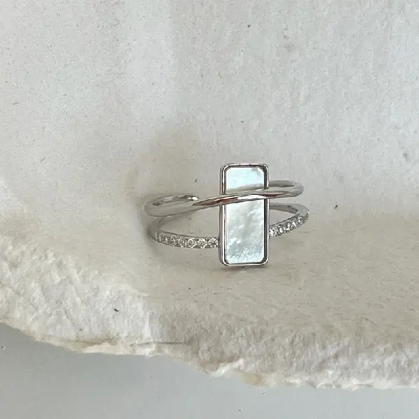 4 Rings-Silver Square Double Layer,tkmbeautysupply.com