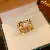 Wholesale Real Gold Electroplated Zircon Bow Open Ring Supply - 7# ring-gold I-shaped