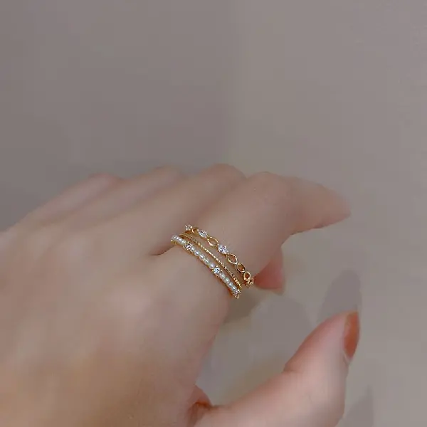 33# Ring-Golden Pearl Three Layers,tkmbeautysupply.com