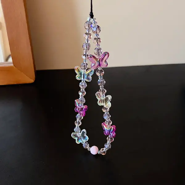Butterfly Beaded Crystal Mobile Phone Chain,tkmbeautysupply.com