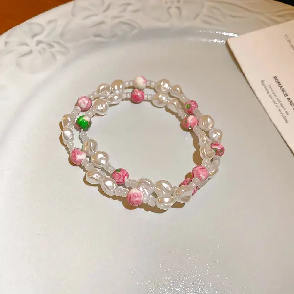 Pearl Beaded Ceramic Multi-Layer Bracelet,tkmbeautysupply.com
