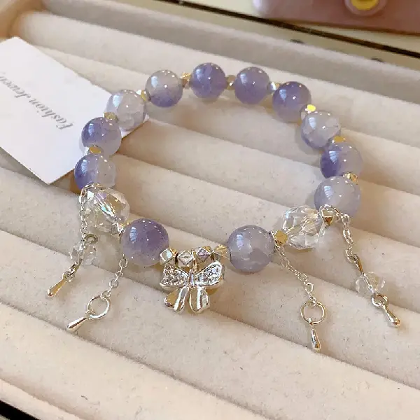 Bow Zircon Crystal Beads Glass Bead Bracelet,tkmbeautysupply.com