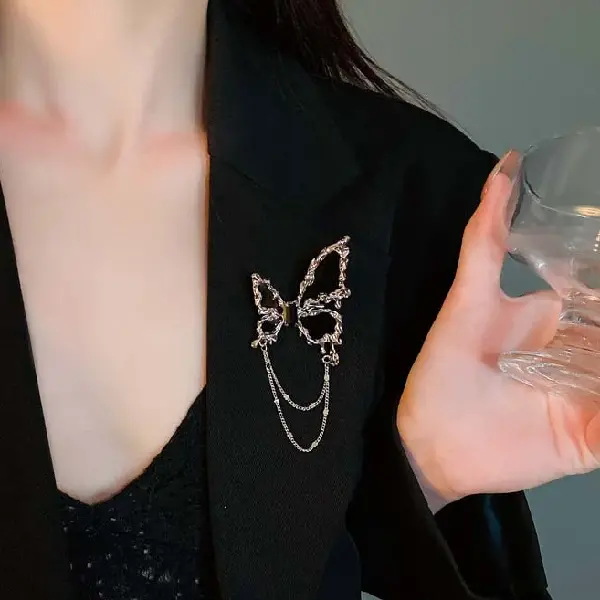 1# brooch-black pleated butterfly,tkmbeautysupply.com