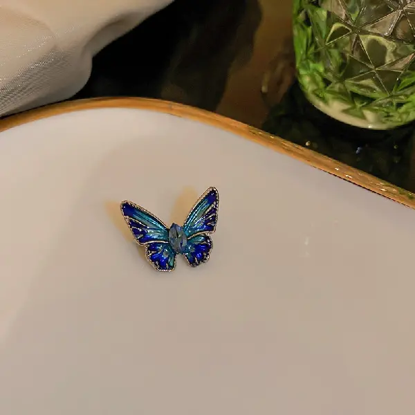 Blue-Small Butterfly Diamond Butterfly Brooch,tkmbeautysupply.com