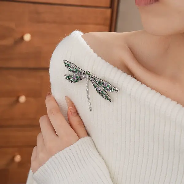 34# Simple oil dripping contrasting color zircon dragonfly brooch,tkmbeautysupply.com