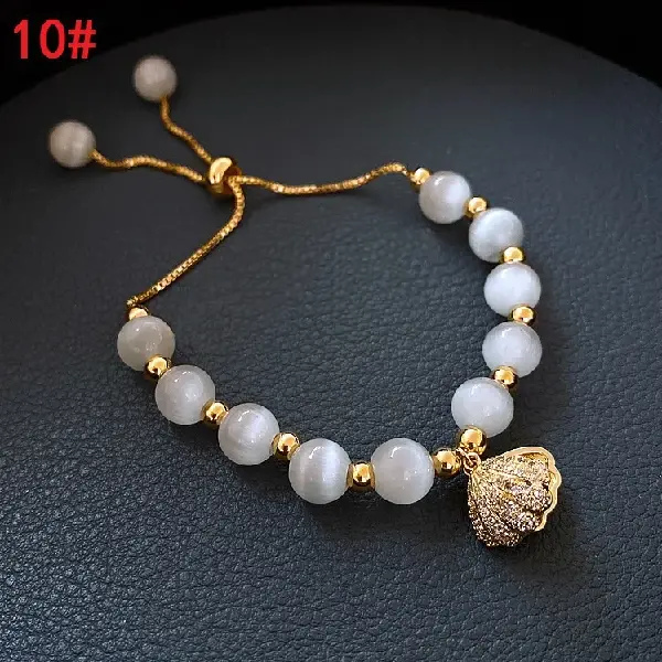 Real gold electroplated opal shell bracelet,tkmbeautysupply.com
