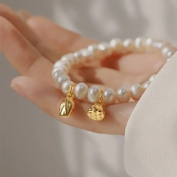 Lotus Flower Freshwater Pearl Bracelet,tkmbeautysupply.com