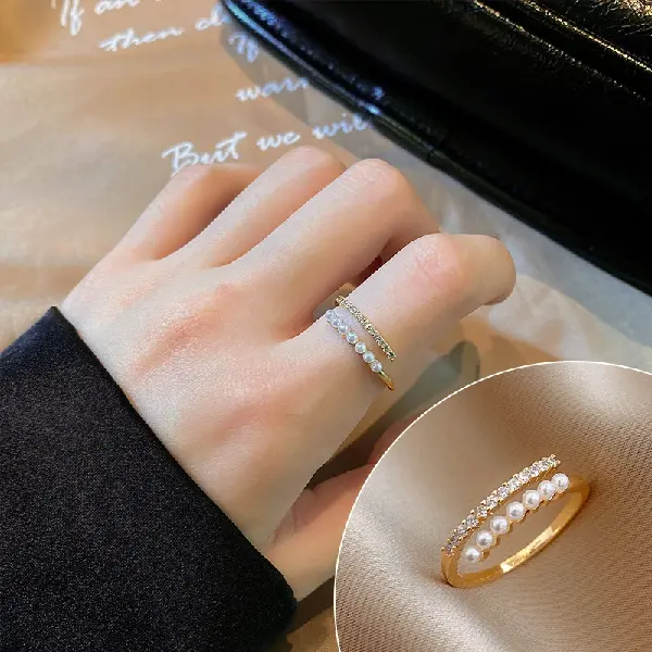 25# diamond and pearl open ring,tkmbeautysupply.com