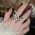 Enamel Temperament Ring Wholesale | Quality Adjustable Gem - 29# Silver-Zircon Pearl Butterfly Open Ring