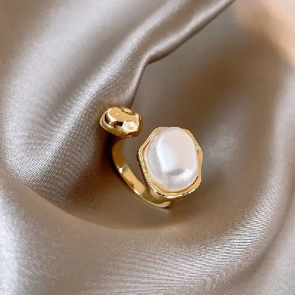 10# gold pearl open ring (real gold plating),tkmbeautysupply.com