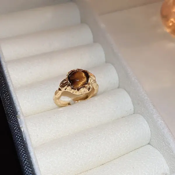 32# pleated tiger eye stone open ring,tkmbeautysupply.com