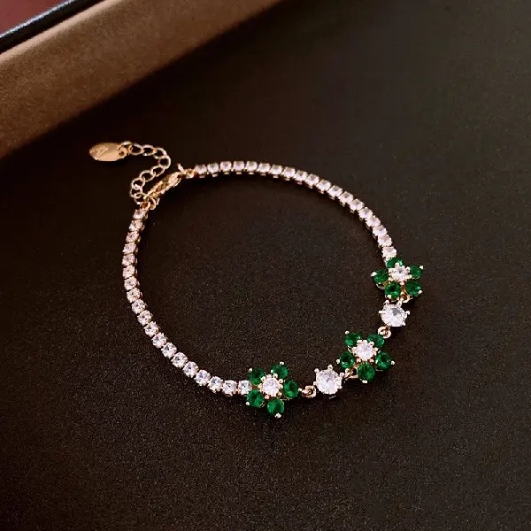 Zircon Flower Square Bracelet,tkmbeautysupply.com