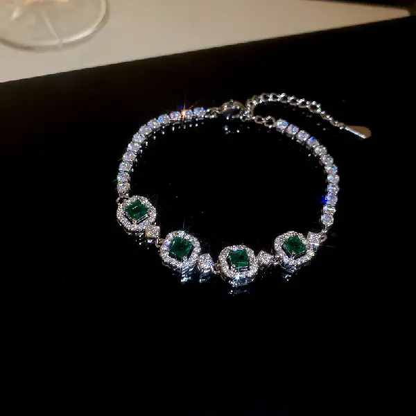 13-Four Square Zirconia Openwork Bracelet,tkmbeautysupply.com