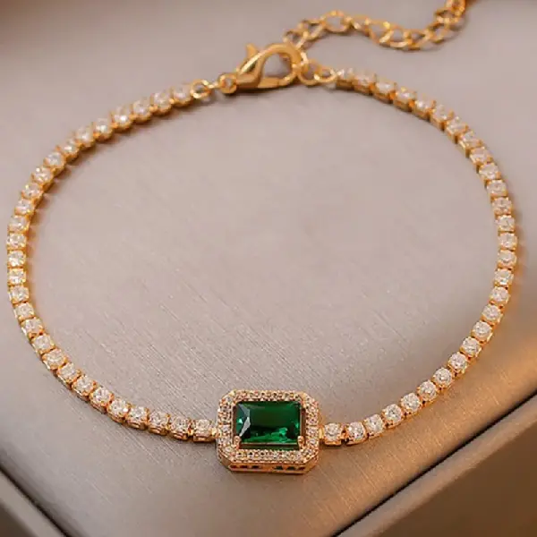 18-Environmental protection-Alloy emerald geometric diamond bracelet,tkmbeautysupply.com