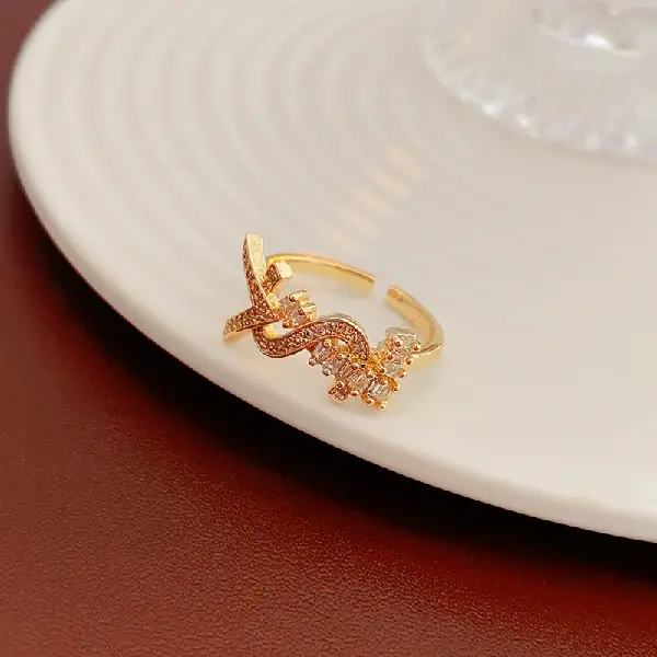 Ring - Zircon Gold Letter Opening,tkmbeautysupply.com