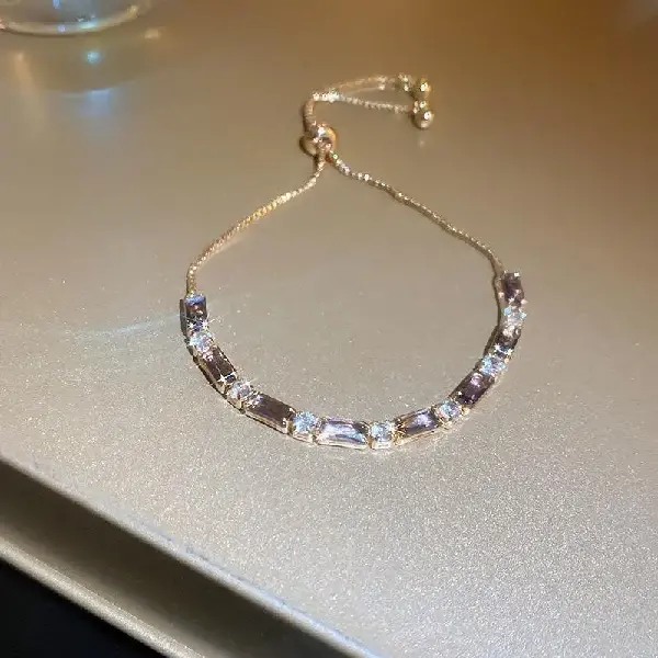 Bracelet-gold-purple rectangular,tkmbeautysupply.com