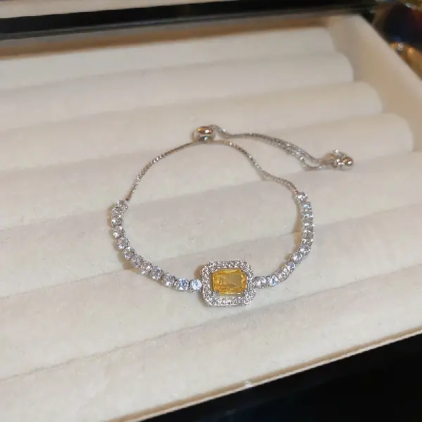 Yellow zircon square bracelet,tkmbeautysupply.com
