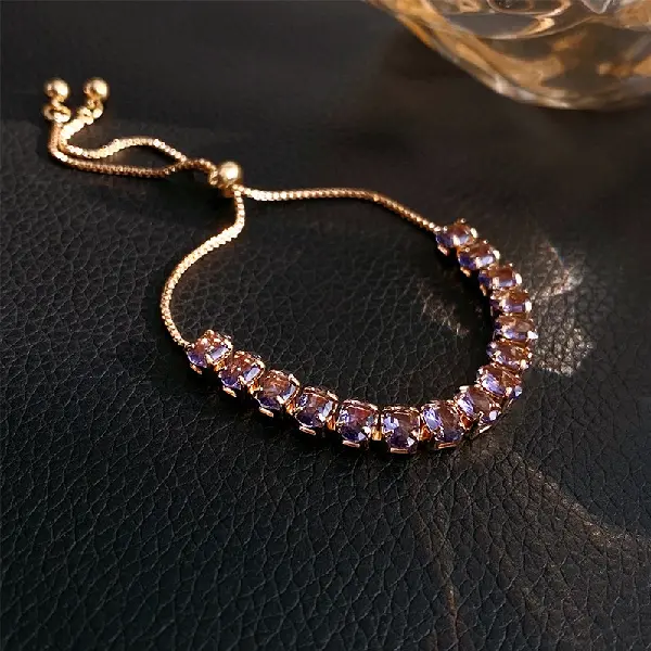 Purple Zircon Oval Pull-Out Bracelet,tkmbeautysupply.com