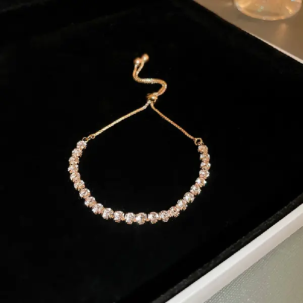 Gold Geometric Crystal Adjustable Bracelet,tkmbeautysupply.com