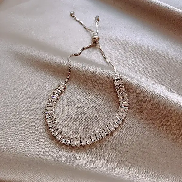Silver zircon stitched bracelet,tkmbeautysupply.com