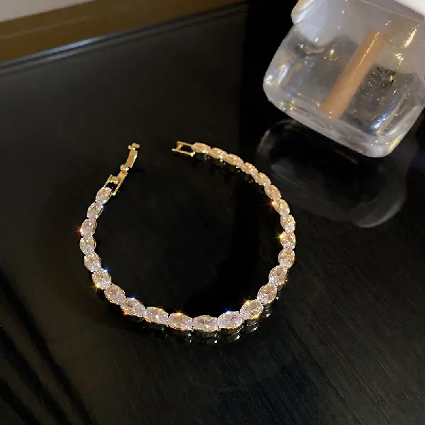 Oval Zircon Clasp Bracelet,tkmbeautysupply.com