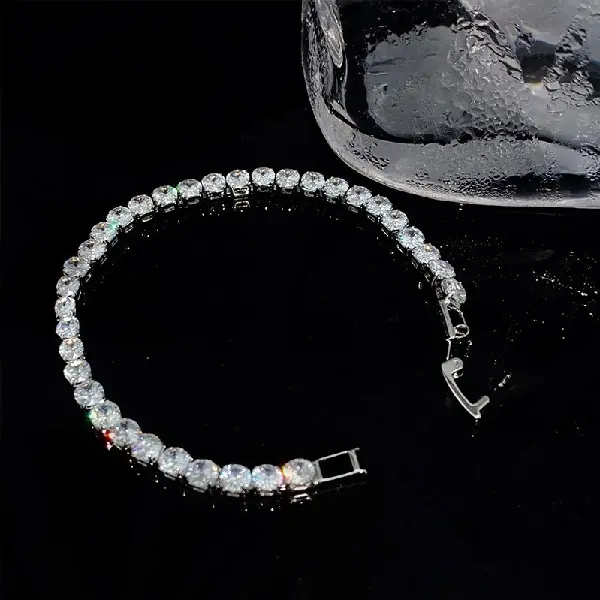 Silver Large Square Zirconia Bracelet,tkmbeautysupply.com
