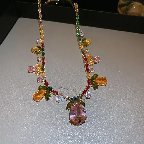 6# Necklace-Zircon Flower Drops,tkmbeautysupply.com
