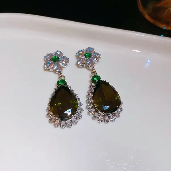 9# Silver Needle-Zircon Flower Water Drop,tkmbeautysupply.com