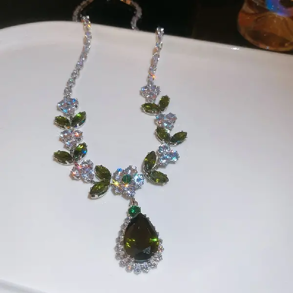 10# necklace - zircon leaves, wheat ears, flowers, water drops,tkmbeautysupply.com