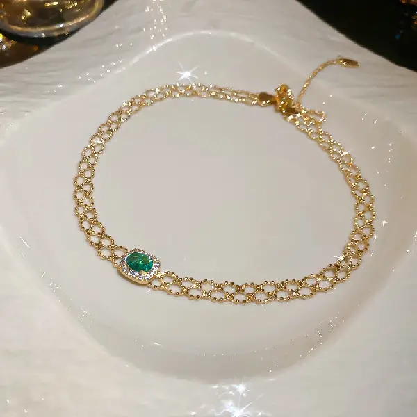 17# necklace - zircon square oval,tkmbeautysupply.com
