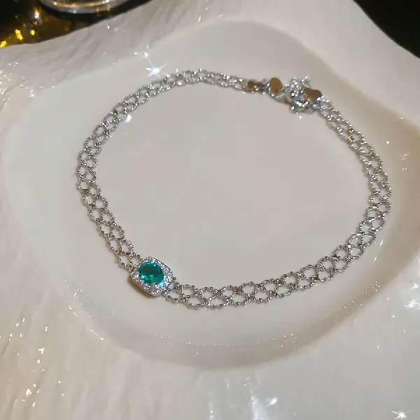 19# necklace - zircon square oval,tkmbeautysupply.com