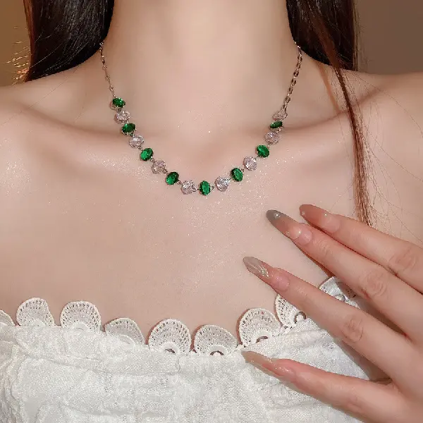 23# necklace - zircon oval,tkmbeautysupply.com