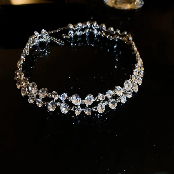 27# Necklace-Diamond Oval Double Layer,tkmbeautysupply.com