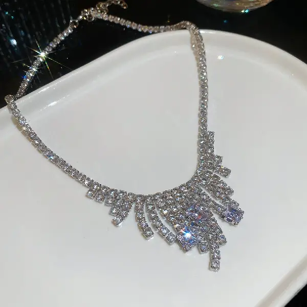 29# necklace - zircon square tassel,tkmbeautysupply.com