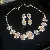 Medieval Vintage Diamond-encrusted Drop Earrings Necklace Light Luxury Niche Clavicle - 46# necklace earrings - oval diamond (set of two)