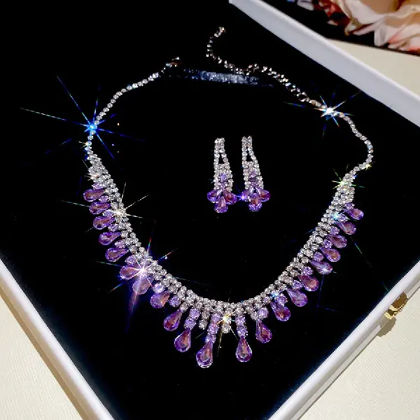 54# necklace earrings-diamond drop tassels (set of two),tkmbeautysupply.com